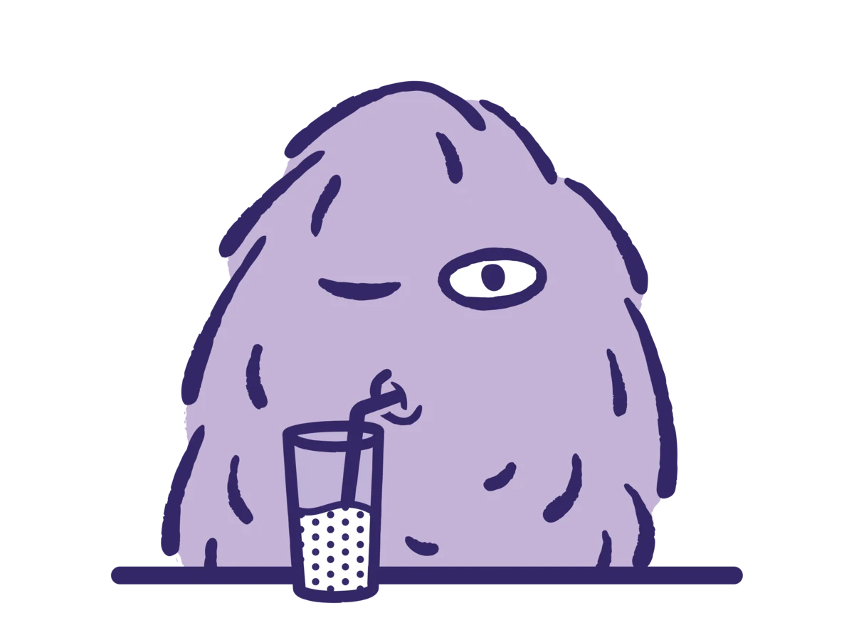 Illustration of the Winks mascot sipping the prepared drink