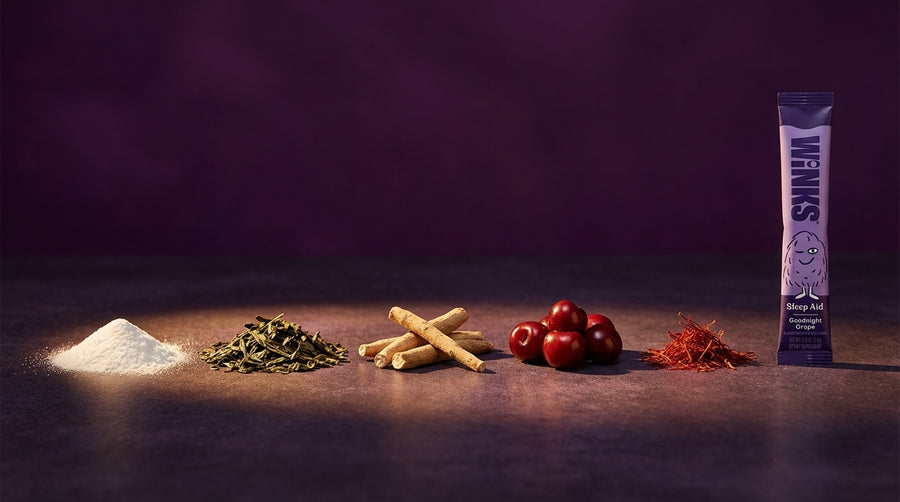 The Winks ingredients laid out separately, each dose visible
